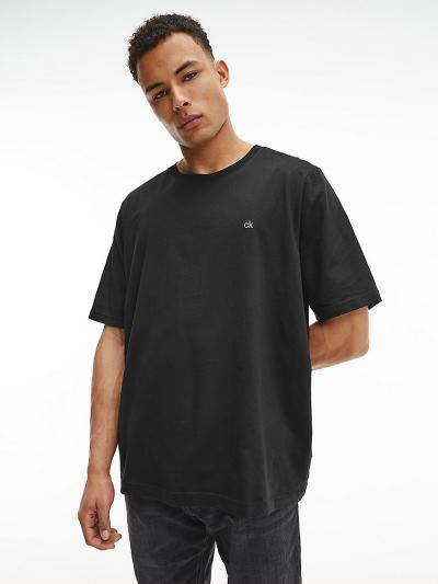 Calvin Klein Ruhák HU554336 | Calvin Klein Plus Size Organic Cotton Logo Férfi Póló Fekete